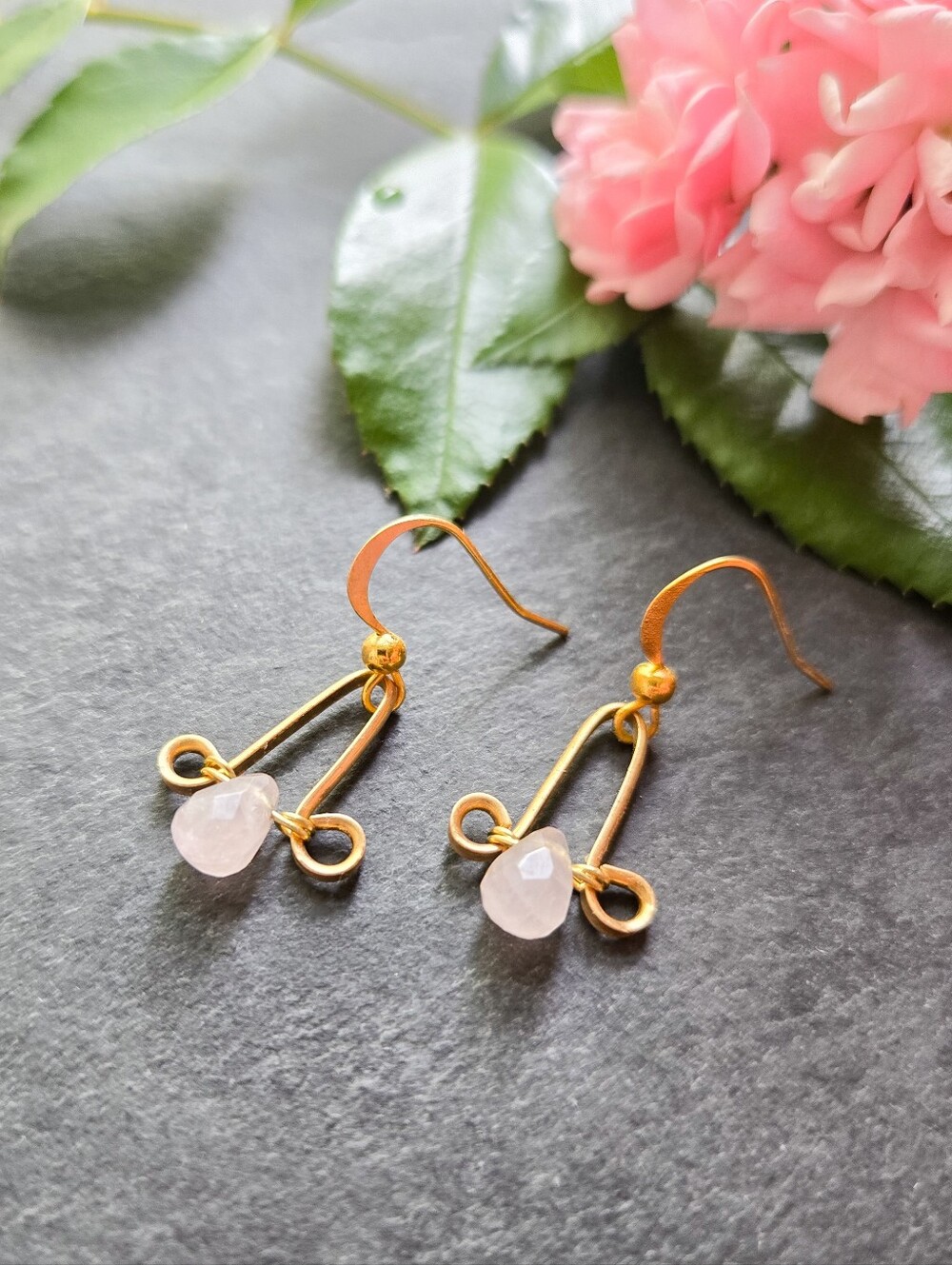 NWT Artisan-Made Pink Chalcedony Dainty Earrings